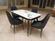 Modern 4-Seater Marble Top Dining Set with Gold Accents - 1