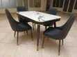 Modern 4-Seater Marble Top Dining Set with Gold Accents - 2