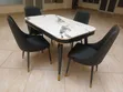 Modern 4-Seater Marble Top Dining Set with Gold Accents - 3