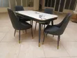 Modern 4-Seater Marble Top Dining Set with Gold Accents - 4