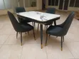 Modern 4-Seater Marble Top Dining Set with Gold Accents - 5
