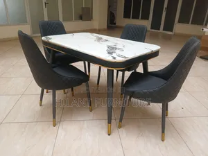 Modern 4-Seater Marble Effect Dining Set