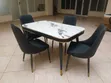 Modern 4-Seater Marble Effect Dining Set - 2