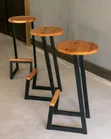 Hotel Counter Stool - Metal Frame, Mahogany Top - 1
