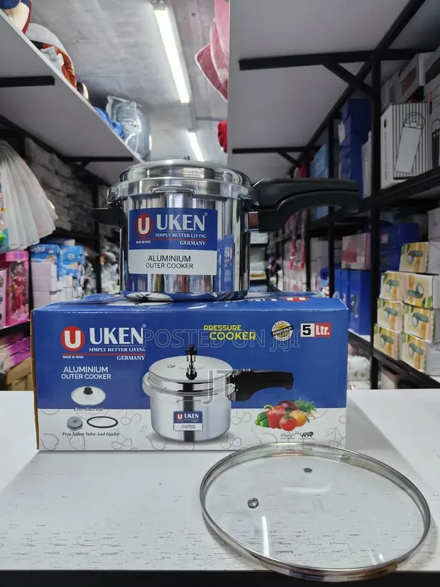 UKEN Aluminium Pressure Cooker with Glass Lid (5L, 7.5L, 10L) - 1