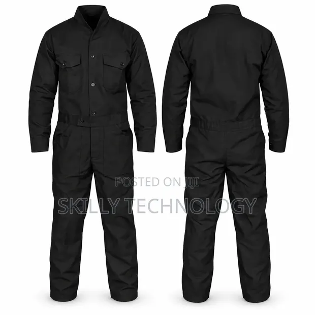 Black Plain Work Overall - 1