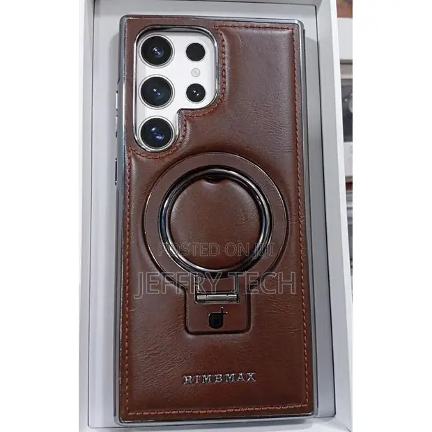 Rimbmax Leather Case for Samsung Galaxy S23 Ultra - Magnetic Ring Stand - 1