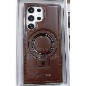 Rimbmax Leather Case for Samsung Galaxy S23 Ultra - Magnetic Ring Stand
