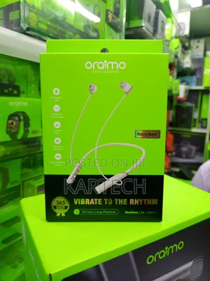 Oraimo Necklace Lite Neckband - 30hr Playtime, Call Vibration (White)