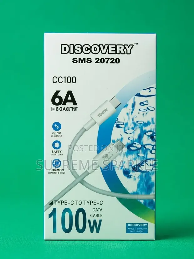 Discovery CC100 USB-C to C 100W 6A Fast Charging Cable - 1