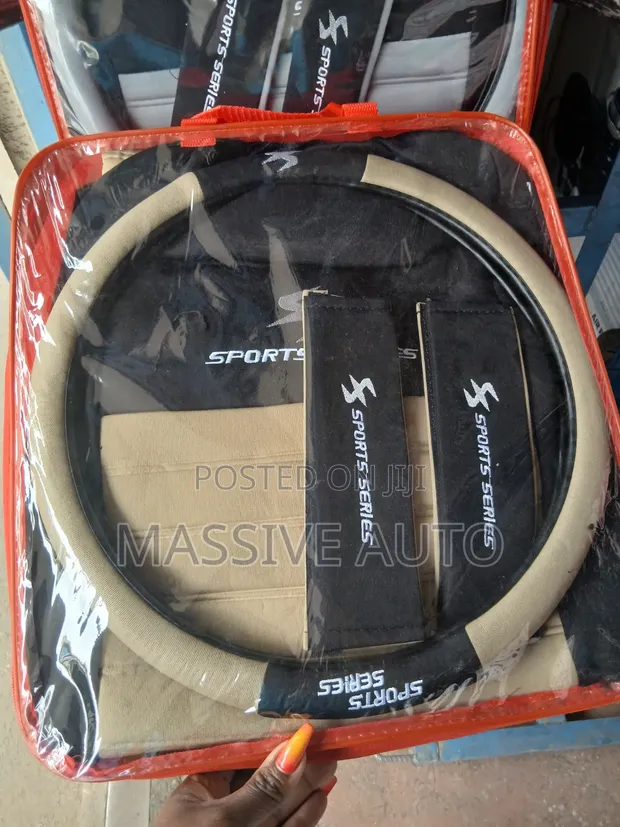 Beige/Black 9 Racing Sports Series Car Seat Covers - 1