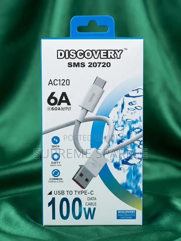Discovery USB-A to Type-C 6A 100W Fast Charging Cable - 1