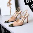 Boxed Two-Tone Patent Leather Slingback Stilettos - 4