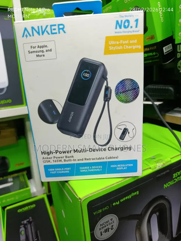 Anker Zolo Power Bank 25,000mAh, 165W, Built-In Cables - 1