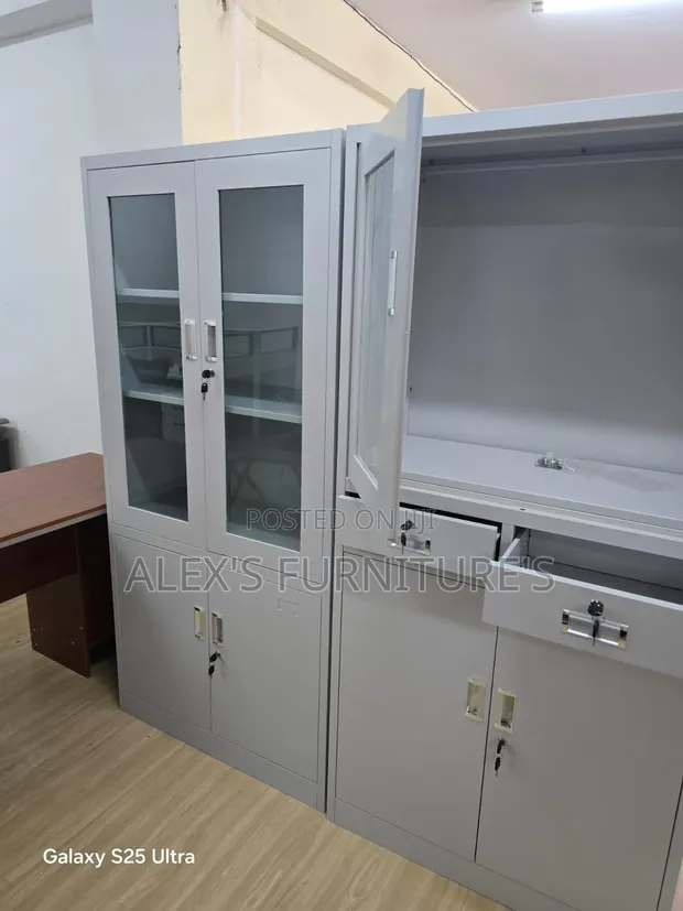Boss Office Products Reception Storage Cabinet with Adjustable Shelves - 1