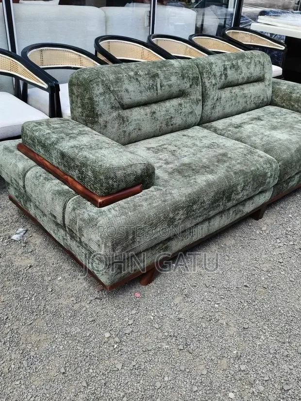 Amber-Ray Green 3 Seater Spring Sofa - 1