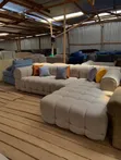 Cream White 5-Seater Corner Bubble Couch - 1