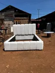 5x6 Cream Velvet Bubble Bed - 2