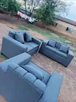 5-Seater Grey Fabric Living Room Sofa Set - 1