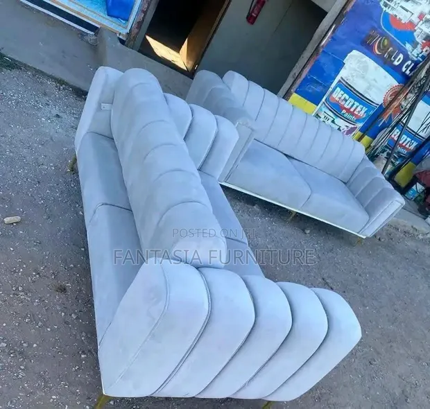 6 Seater Light Grey Sofa Set - 1