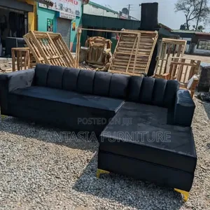 7 Seater Black Sectional Sofa