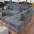 5-Seater Grey Sectional Sofa with Ottoman - 1