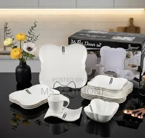 36-Piece Luxury Scalloped-Edge White Crockery Set