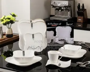 36-Piece Gold-Rimmed Ceramic Butterfly Dinnerware Set