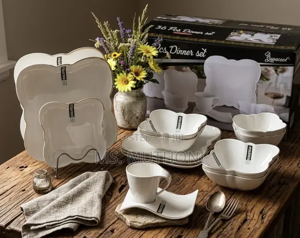36-Piece Ceramic Dinnerware Set - White - 1