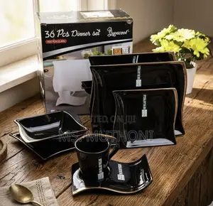 Sovereign Noir Aesthetic Porcelain 36-Piece Tableware Set