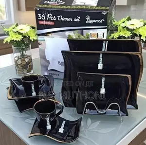 Black Gold Rimmed Eclipse 36-Piece Dinner Set