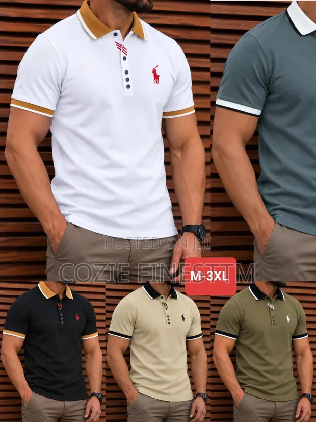 Men's Short Sleeve Cotton Polo Shirts - 1