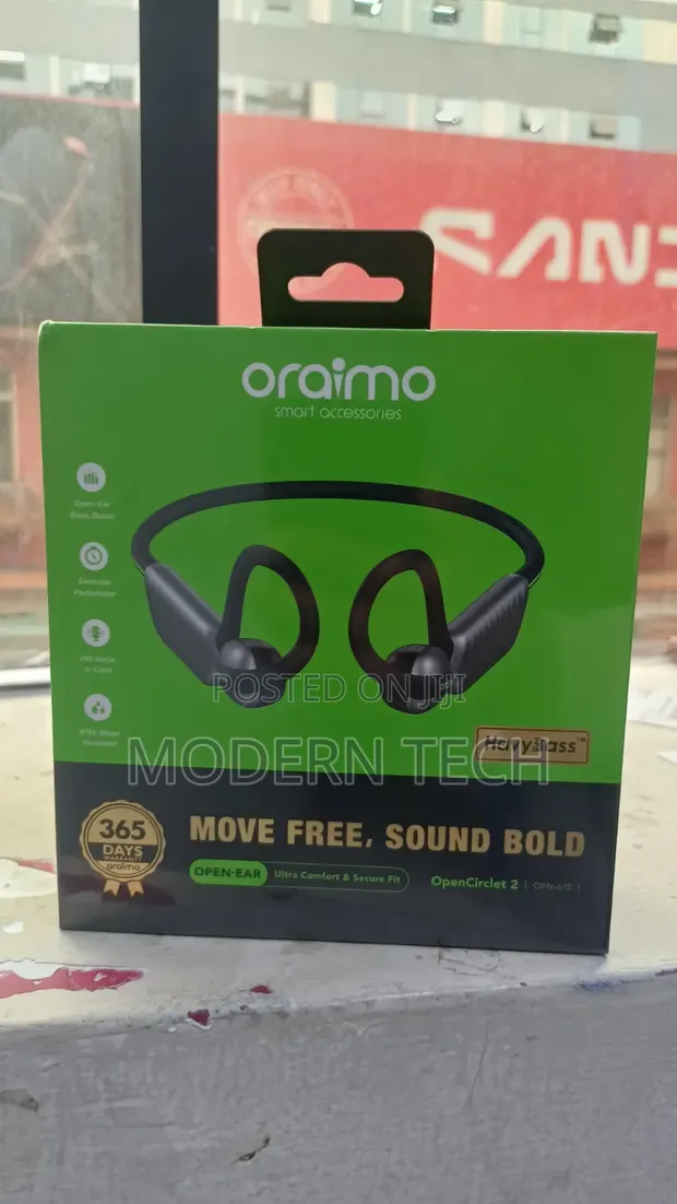 Oraimo OpenCirclet 2 Bluetooth Open-Ear Earbuds - Black - 1