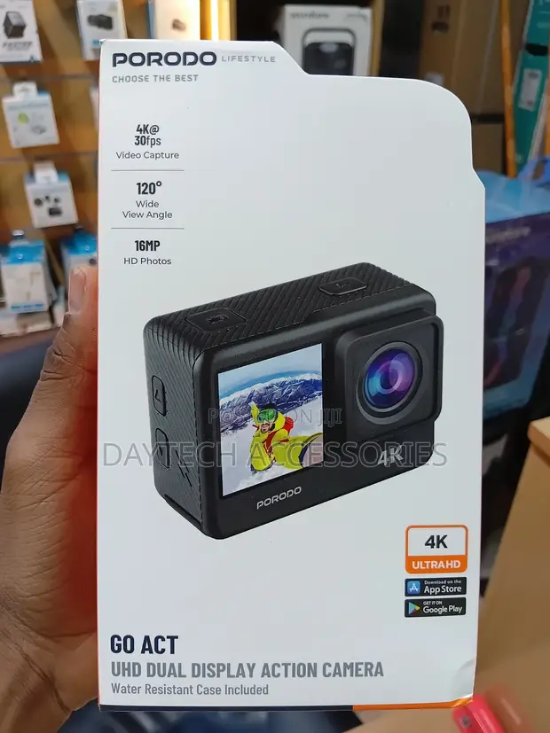 Porodo Lifestyle Waterproof Action Camera 900mAh - Black - 1