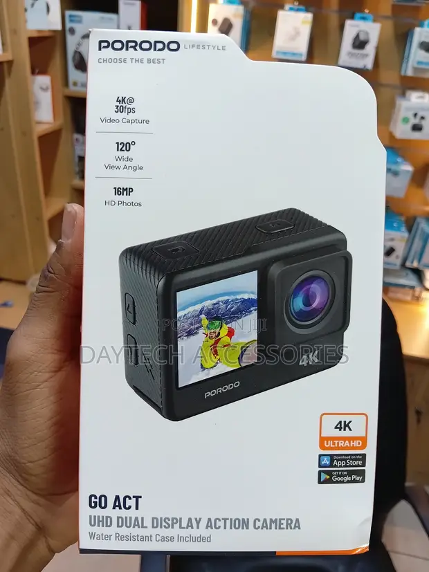 Porodo Go Act UHD Dual Display Action Camera - Black - 1