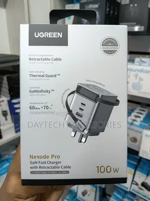 Ugreen 100W GaN Fast Charger with Retractable USB-C Cable (X616)