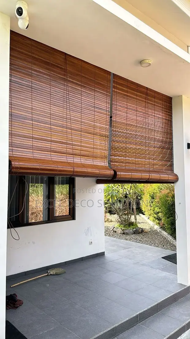 Heavy Duty Outdoor Bamboo Roll Up Blinds - 1