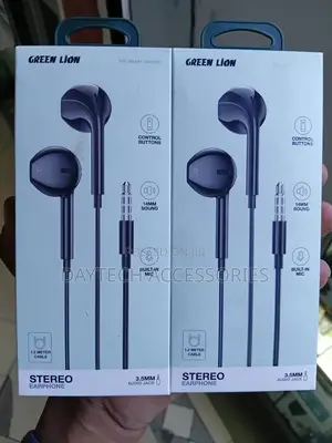 Green Lion 3.5mm Stereo Earphones with Microphone
