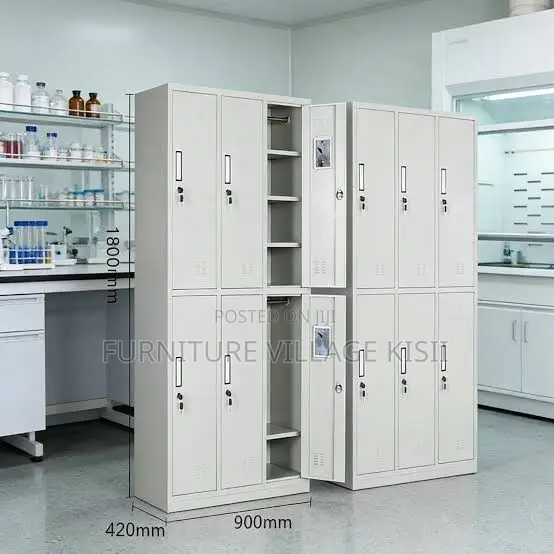 6-Compartment Metal Storage Cabinet - White - 1
