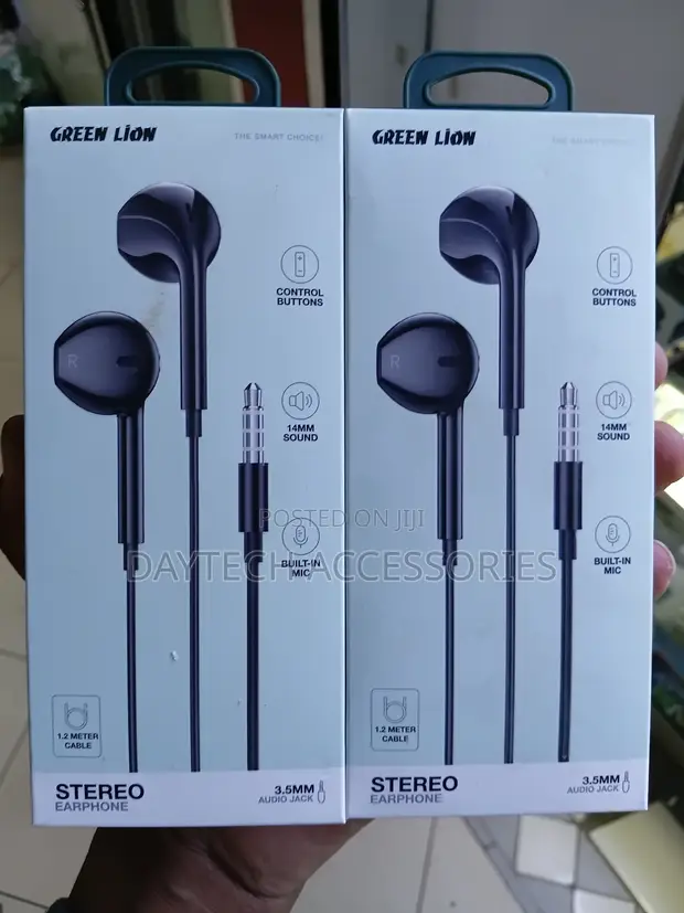Green Lion Stereo Earphones 3.5mm Black - 1