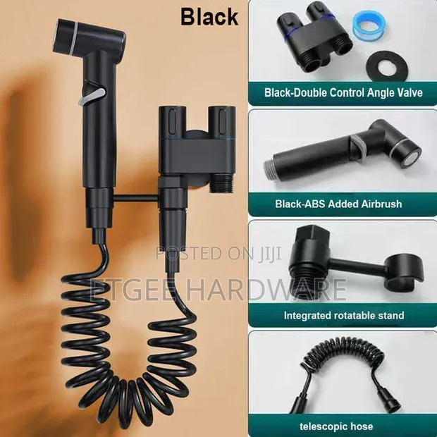 Arabic Shower Set with Valve and Holder - Black - 1