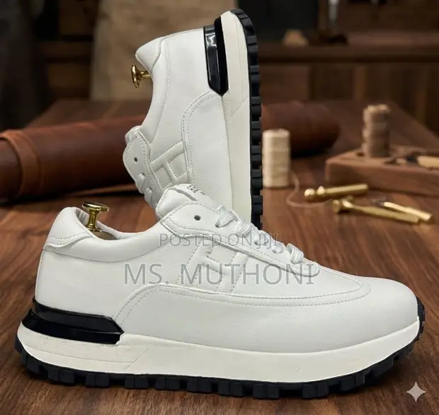 White Hermes Sneakers - Cushioned, Men's Size 40-45 - 1