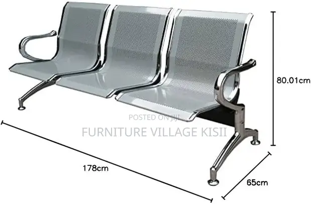 3-Link Unpadded Hospital Waiting Bench - 1