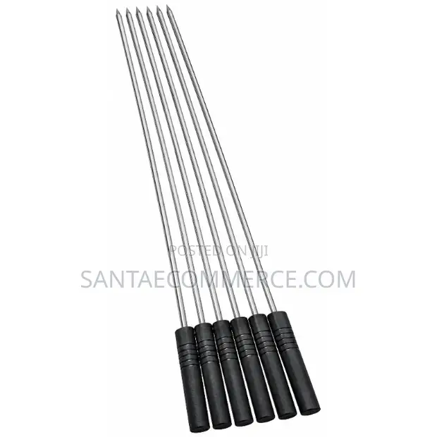 6Pcs BBQ Skewers with Black Handles - 1