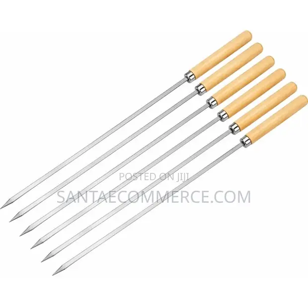 6pcs Reusable Stainless Steel Barbecue Skewers - 1