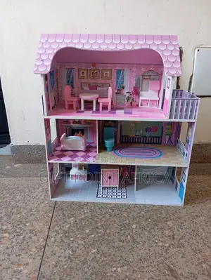Large Wooden Doll House - 3 Floors, 5 Rooms with Furniture