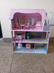 Large Wooden Doll House - 3 Floors, 5 Rooms with Furniture - 1