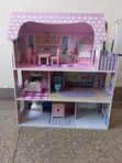 Large Wooden Doll House - 3 Floors, 5 Rooms with Furniture - 2
