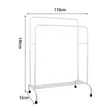 Double Pole Clothing Rack with Wheels & Lower Shelf - 3