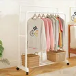 Double Pole Clothing Rack with Wheels & Lower Shelf - 4